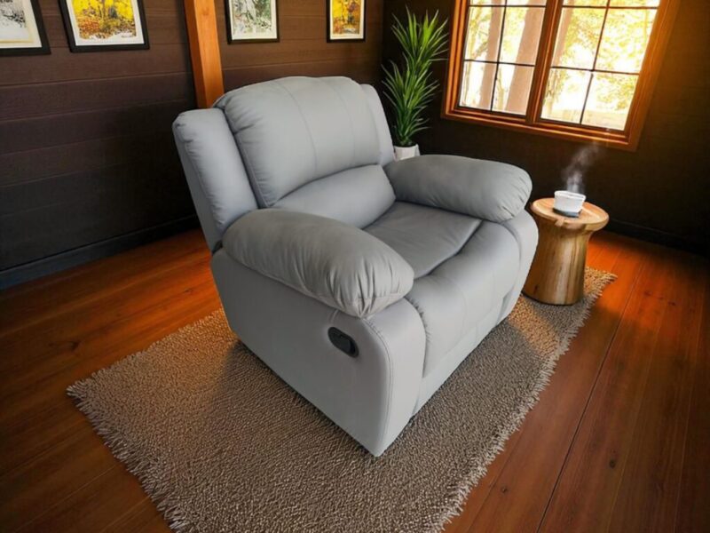 RECLINABLE FOSTER EN PIEL GRIS OXFORD