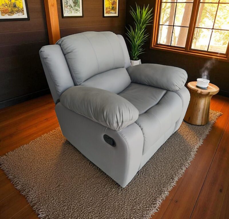 RECLINABLE FOSTER EN PIEL GRIS OXFORD