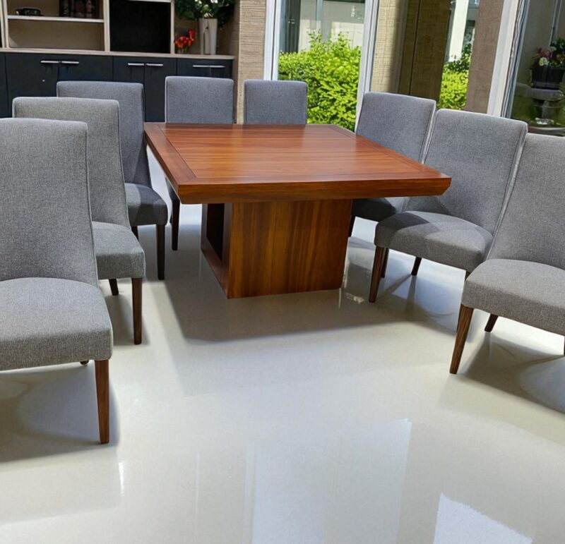 ANTECOMEDOR CUADRADO DONATELLO 1.4m X 1.4m TZALAM CON SILLA ANGELOS EN TELA MODENA GRATINE