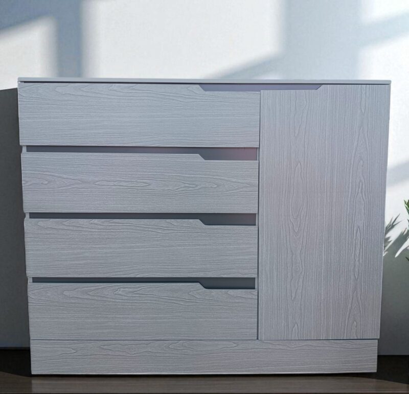 CAJONERA 4 CAJONES 1 PUERTA LUNNA GRIS