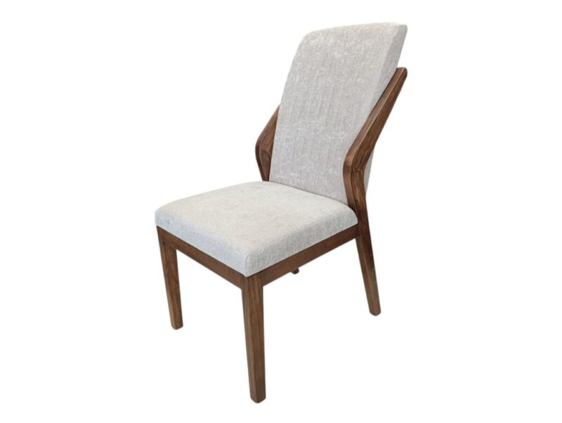 SILLA JOY NOGAL CLARO TELA CIRCONIA BEIGE ABULLONADO - Image 2