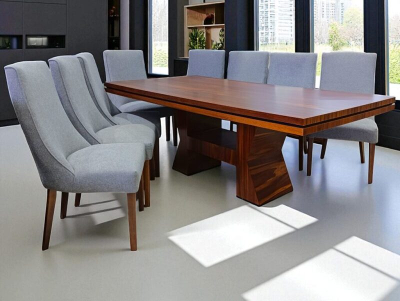 ANTECOMEDOR MOLIERE TZALAM 2.2m X 1.1m CON SILLA ANGELOS EN TELA MODENA GRATINE