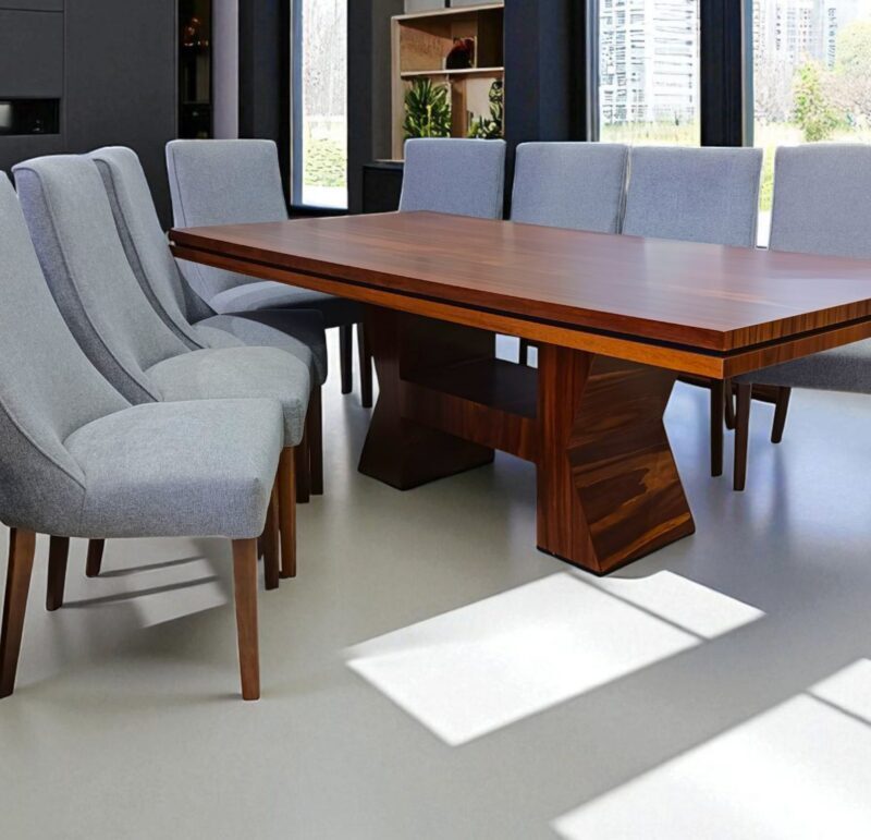 ANTECOMEDOR MOLIERE TZALAM 2.2m X 1.1m CON SILLA ANGELOS EN TELA MODENA GRATINE