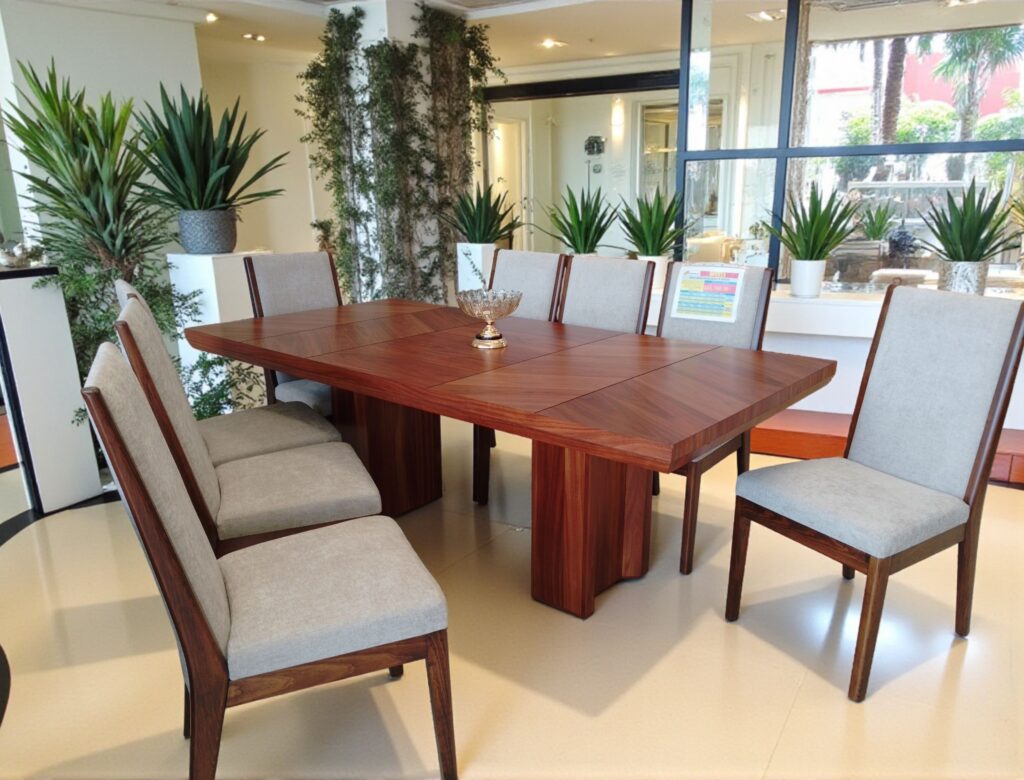 ANTECOMEDOR ANGELOS TZALAM DE 2.20cm X 1.10cm CON 8 SILLAS ALVAR TZALAM CIRCONIA BEIGE