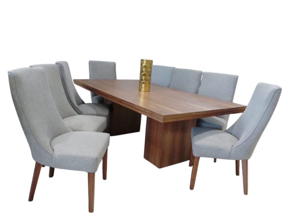 ANTECOMEDOR TELMA 220X120 NOGAL NATURAL CON 8 SILLAS ANGELOS TZALAM (MODENA GRATINE) - Image 2