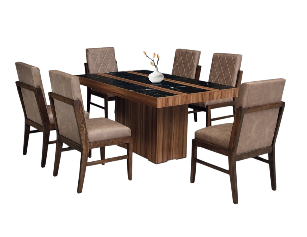 ANTECOMEDOR MONACO 6 SILLAS NATURA / CON MÁRMOL NEGRO - Image 2