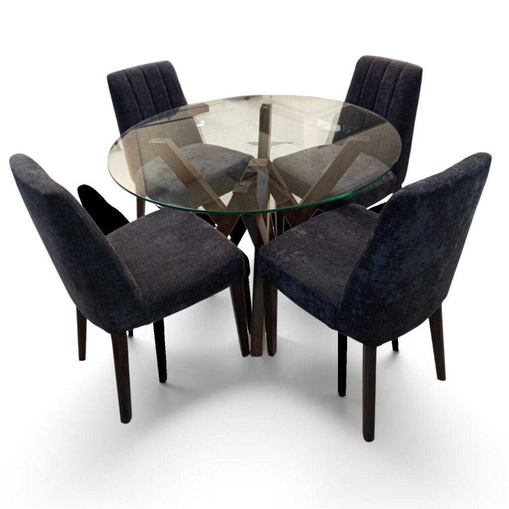 ANTECOMEDOR AUDI NOGAL CLARO (CRISTAL) 4 SILLAS LUXY TZALAM NOGAL - Image 2
