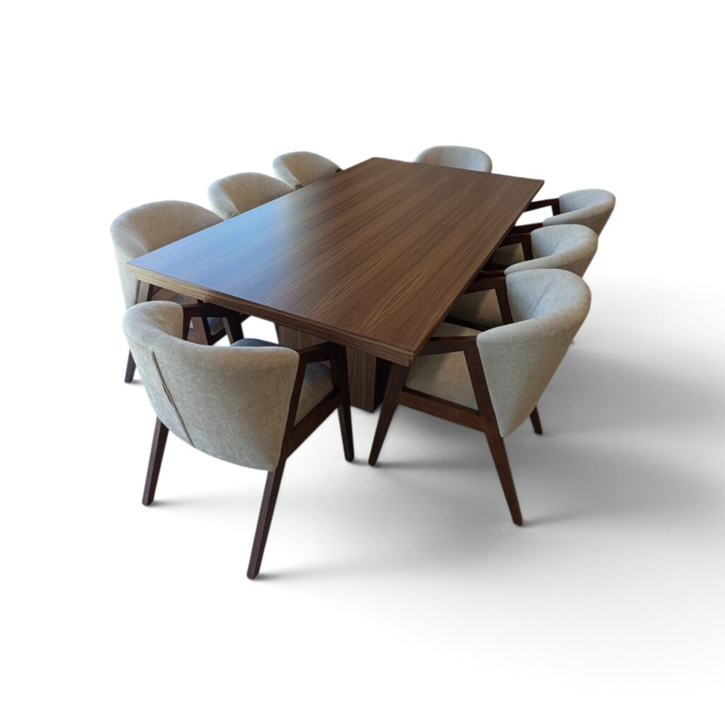 ANTECOMEDOR TELMA CON 8 SILLAS ARAMIS TZALAM TELA CIRCONIA BEIGE - Image 2