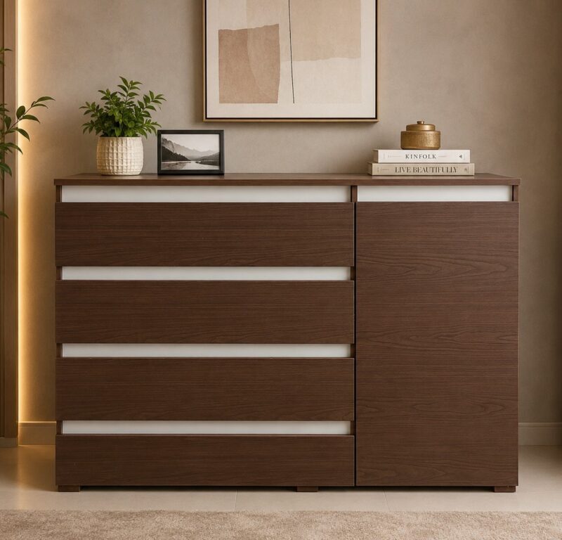 CAJONERA 4 CAJONES 1 PUERTA LUNNA GRIS
